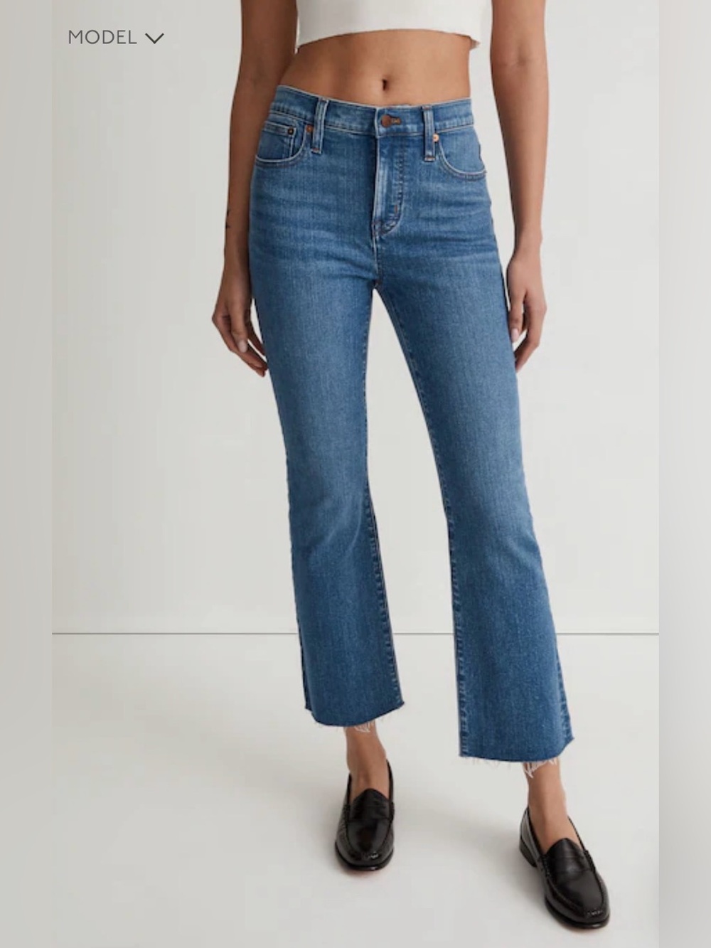 Madewell Mid Rise Kick Out Jeans with Frayed Hem Blue Size 24
